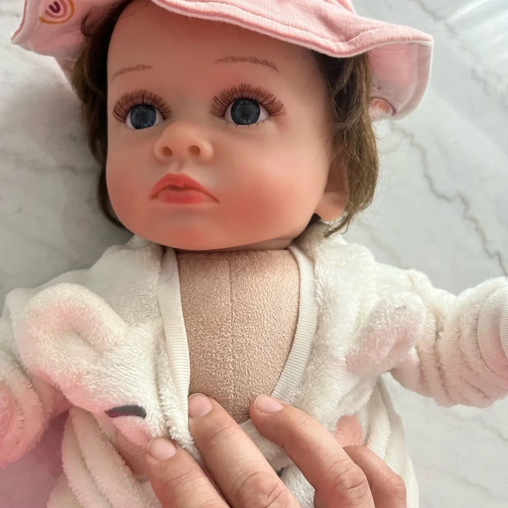 Adorable Pink‎ and White Doll with Hat